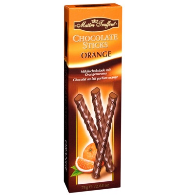 Maitre Truffout Chocolate Sticks Orange. Шоколадные палочки с апельсиновой начинкой, 75 гр