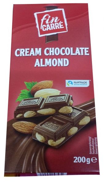 Fin Carre Cream Chocolate Almond. Молочный шоколад с цельным миндалем 200 гр