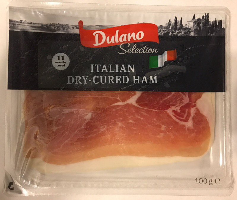 Dulano Italian Dry-Cured Prosciutto Crudo ham. Сыровяленая ветчина прошутто крудо 100гр