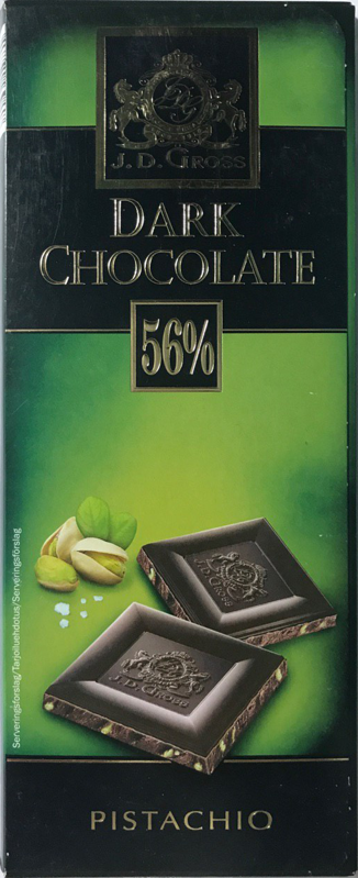 J.D.Gross Dark Chocolate Pistachio. Темный шоколад 56% с фисташками 125гр