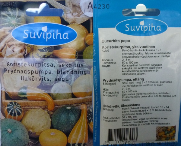 Suvipiha Koristekurpitsa Семена тыквы декоративной, ассорти