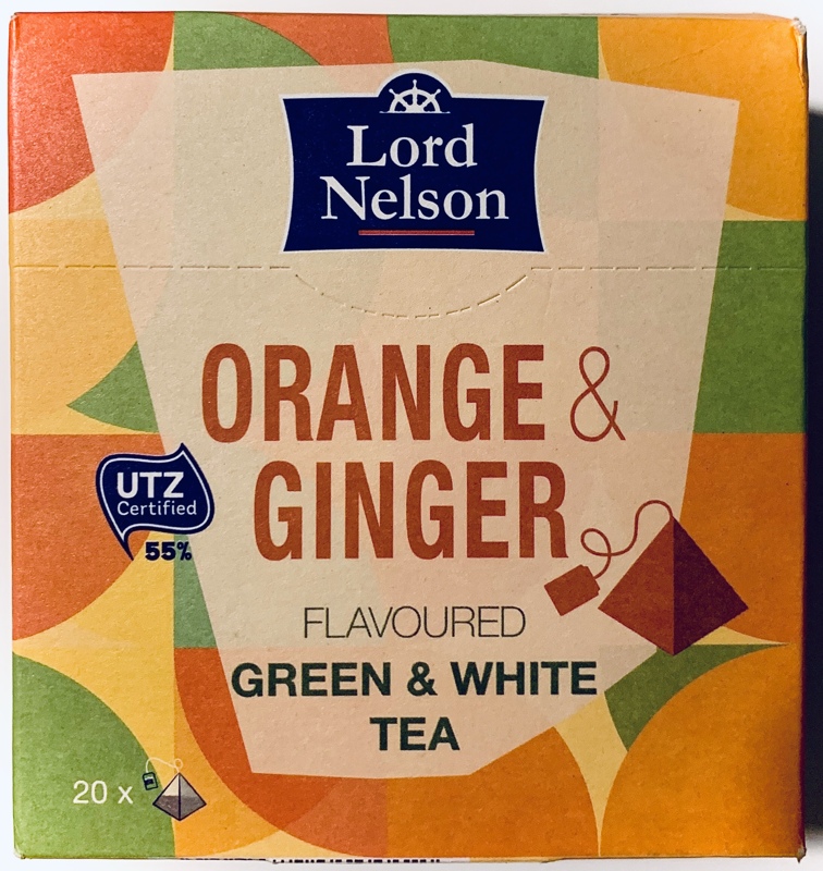 Lord Nelson orange & ginger Зеленый и белый чай с апельсином и имбирем в пирамидках 20пак