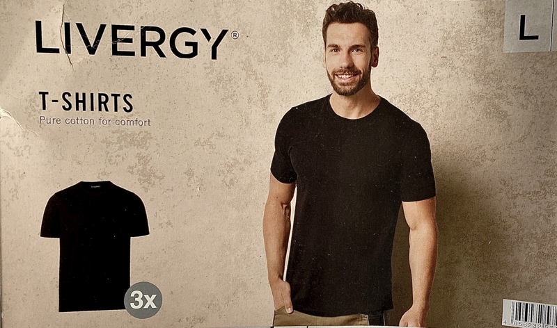 Livergy T-Shirt Футболки мужские черные 100% хлопок 3 шт