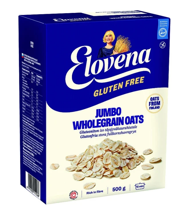 Elovena Jumbo wholegrain oats Овсяные хлопья цельнозерновые без глютена 500 гр