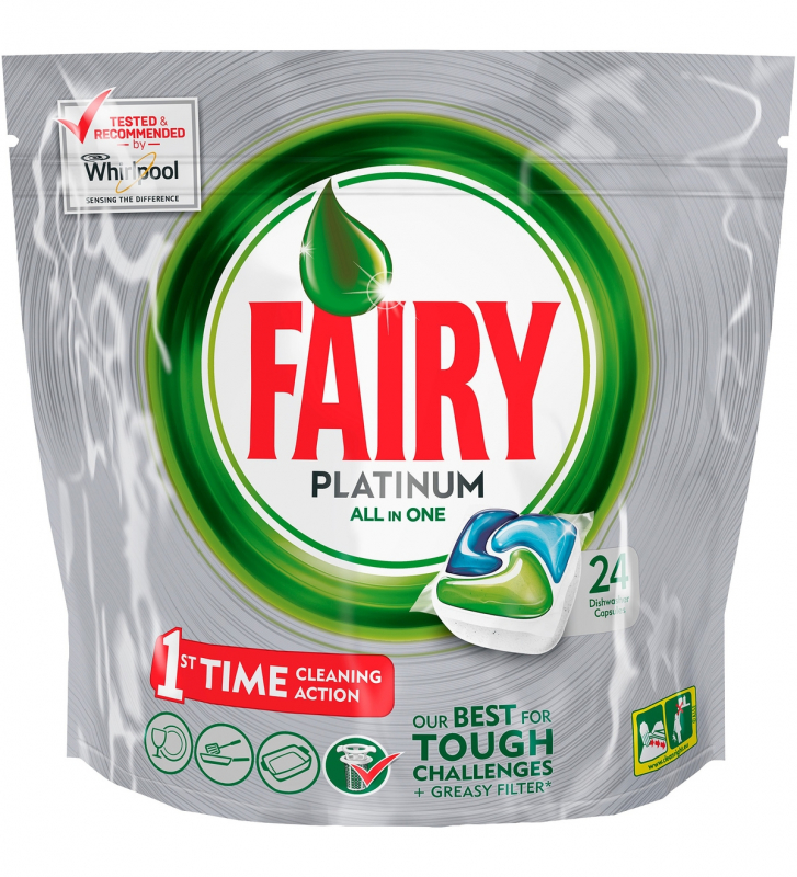 FAIRY Dishwasher Platinum All in One Таблетки для посудомоечной машины Всё в одном 24шт